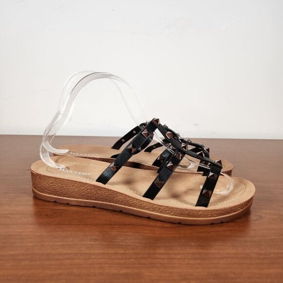 WANTED Women's Cove Studded Sandals black silver 6 new - Picture 7 of 12